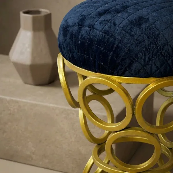 Golden_Circular_Iron_Stool_Midnight_Blue