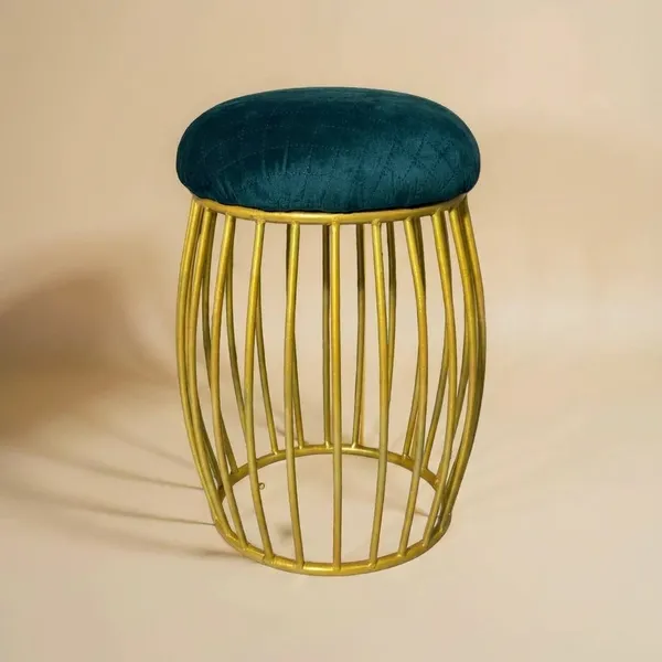 Contemporary_Vertical_Rod_Iron_Stool_Golden_Forest_Green