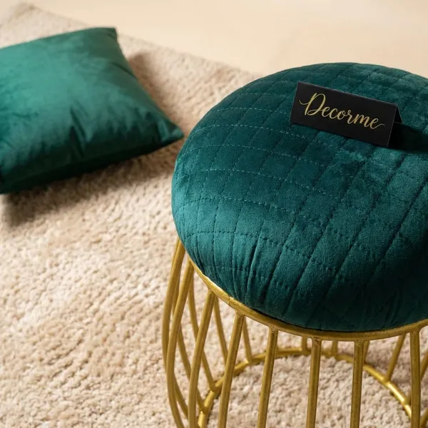 Contemporary_Vertical_Rod_Iron_Stool_Golden_Forest_Green