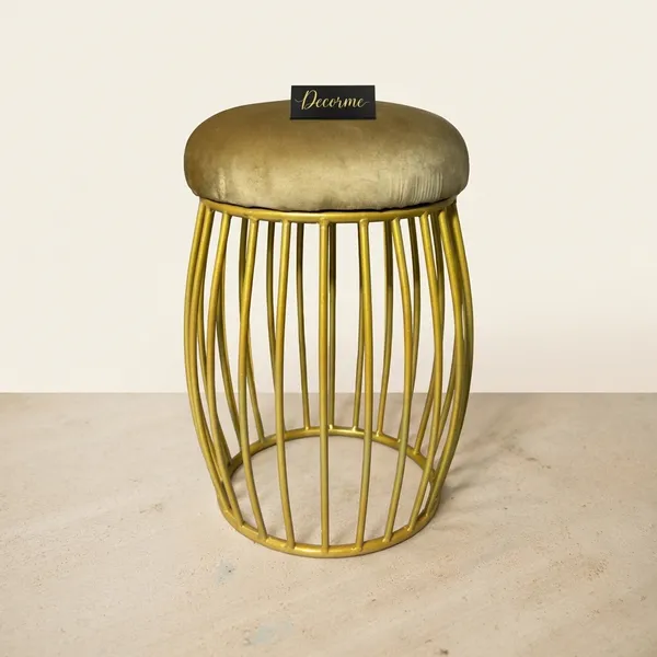 Contemporary_Vertical_Rod_Iron_Stool_Golden_Mustard_Yellow