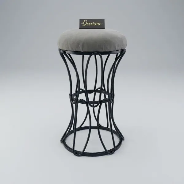 Modern_Hourglass_Iron_Frame_Stool_Stone_Brown