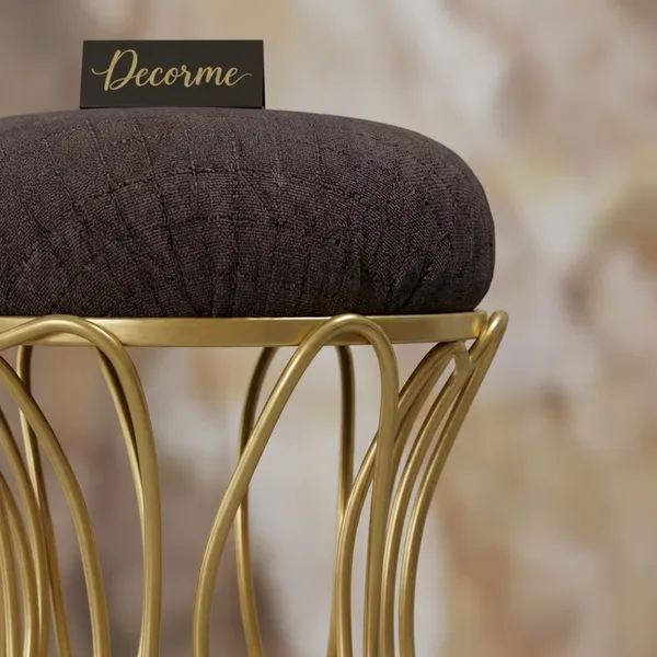 Golden_Modern_Hourglass_Iron_Frame_Stool_Chocolate_Brown