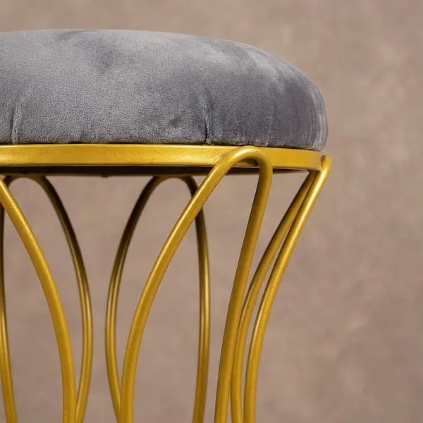 Golden_Modern_Hourglass_Iron_Frame_Stool_Stone_Brown