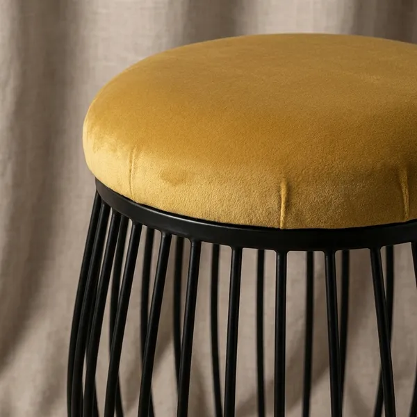 Contemporary_Vertical_Rod_Iron_Stool_Mustard_Yellow