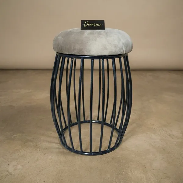 Contemporary_Vertical_Rod_Iron_Stool_Stone_Brown