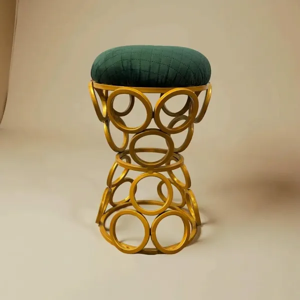 Golden_Circular_Iron_Stool_Forest_Green