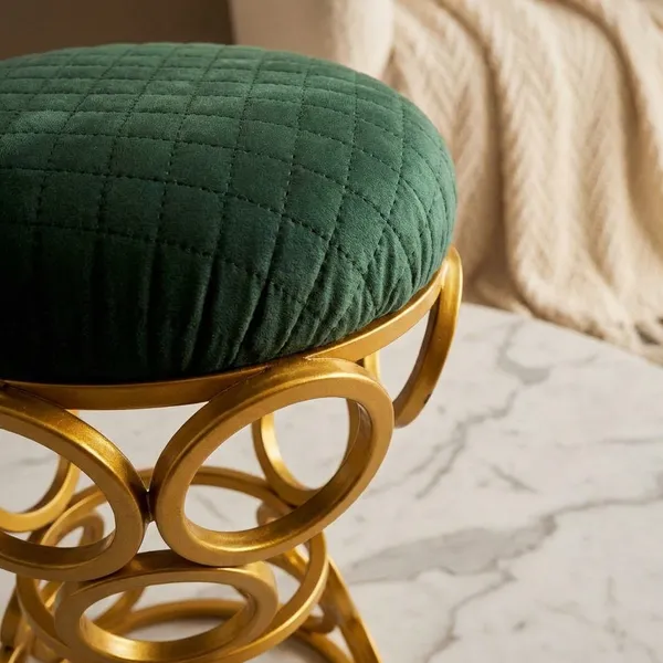 Golden_Circular_Iron_Stool_Forest_Green