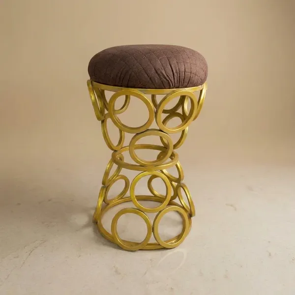 Golden_Circular_Iron_Stool_Chocolate_Brown