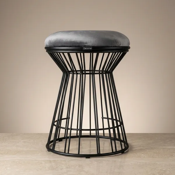 Modern_Criss_Cross_Iron_Stool_Seat_Stone_Brown