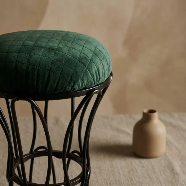 Modern_Hourglass_Iron_Frame_Stool_Forest_Green