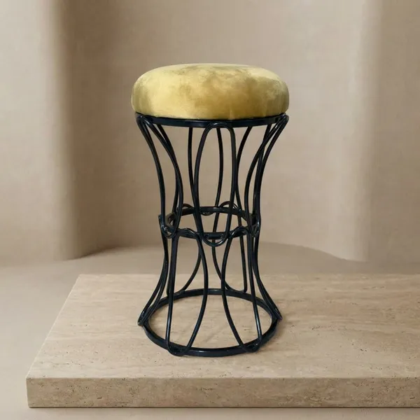 Modern_Hourglass_Iron_Frame_Stool_Mustard_Yellow