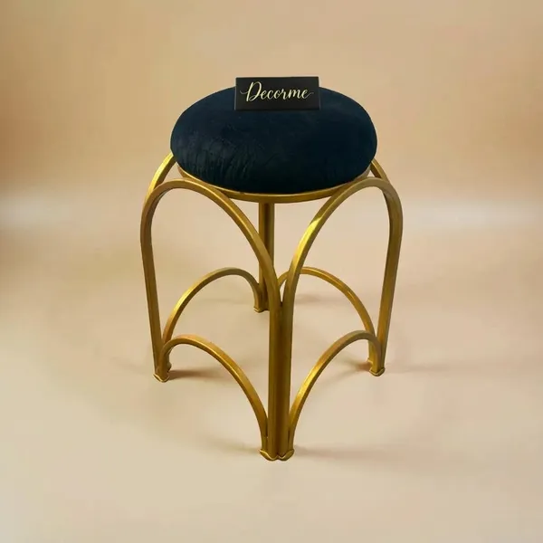 Golden_Arch_Design_Vanity_Stool_Midnight_Blue