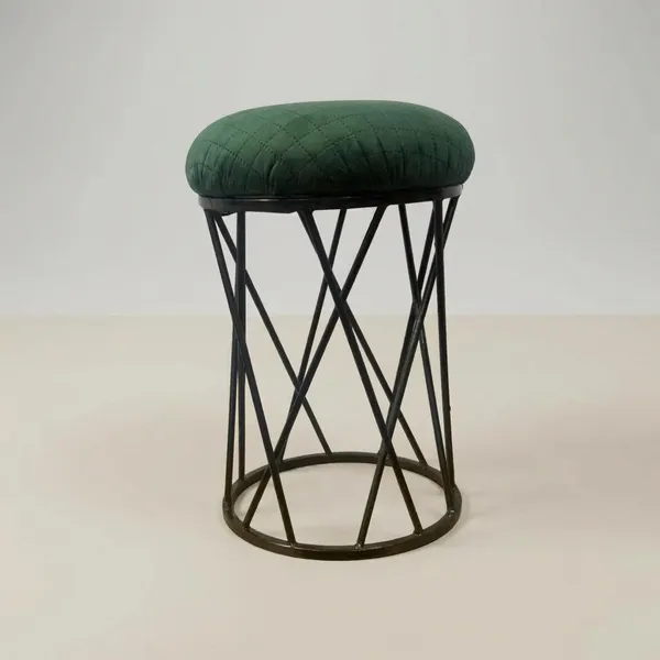 Modern_Criss_Cross_Iron_Stool_Seat_Forest_Green