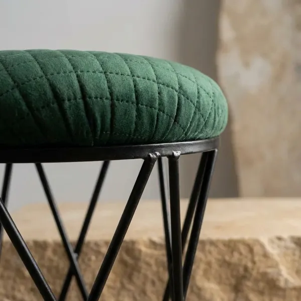 Modern_Criss_Cross_Iron_Stool_Seat_Forest_Green