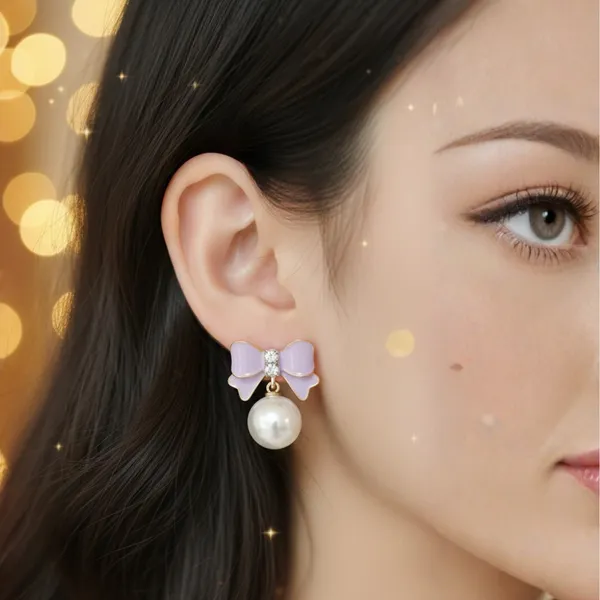 Elegant_Lavender_Bow_Pearl_Drop_Earrings