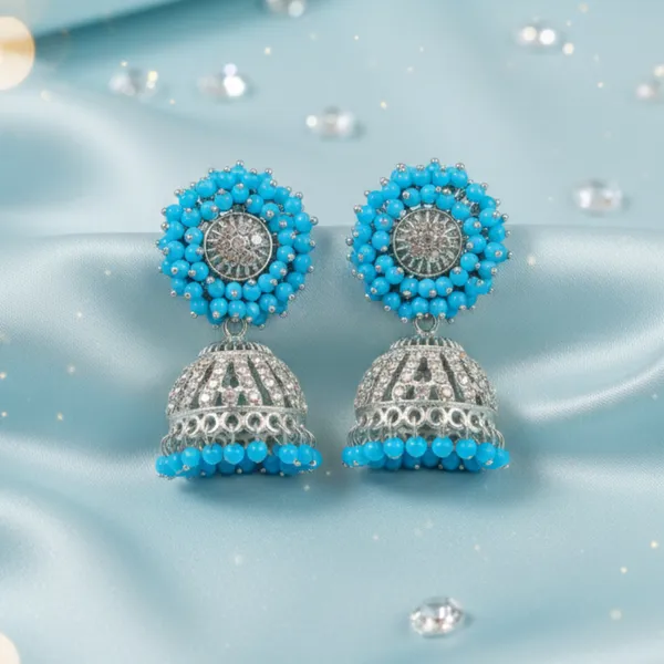 Sky_Blue_Beaded_Jhumka_Earrings_With_Silver_Detailing