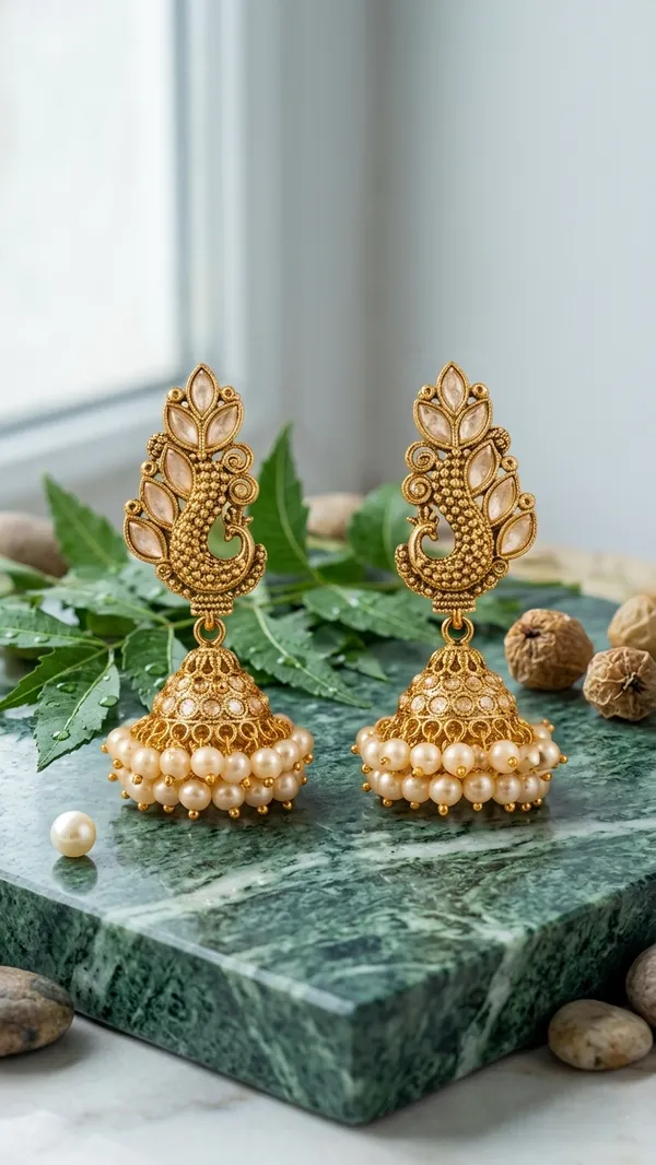 Traditional_Gold_Plated_Peacock_Design_Jhumka_Earrings_With_Pearl_Drops