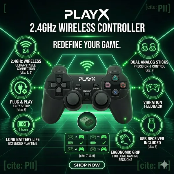 Black_Wireless_PS2_Controller_Super_Sensor_Best_Game_Controller