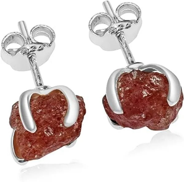 JUS_925_Sterling_Silver_Raw_Gemstone_Stud_Earrings_for_Women_Natural_Rough_Stones_in_Prong_Setting_Unique_Boho_Birthstone_Jewelry