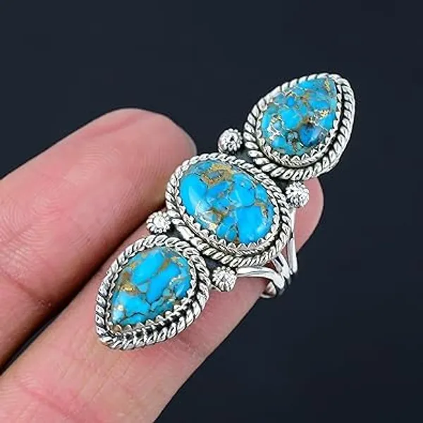 Natural_Turquoise_Triple_Stone_Ring_for_Women_–_925_Sterling_Silver_Statement_Ring,_Genuine_Turquoise_Gemstone,_Bridal_Wedding_Engagement_Christmas_Jewelry