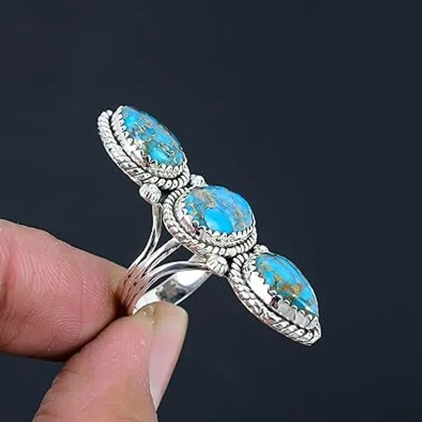 Natural_Turquoise_Triple_Stone_Ring_for_Women_–_925_Sterling_Silver_Statement_Ring,_Genuine_Turquoise_Gemstone,_Bridal_Wedding_Engagement_Christmas_Jewelry