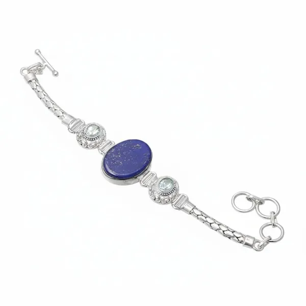 JEWEL_UP_BY_SARITA_925_Sterling_Silver_Gemstone_Bracelet_for_Women_Natural_Amethyst_Lapis_Lazuli_Turquoise_&_Teal_Matrix_Turquoise_Handmade_Adjustable_Link_Bracelet_for_Her_7_Inch_To_8_Inch