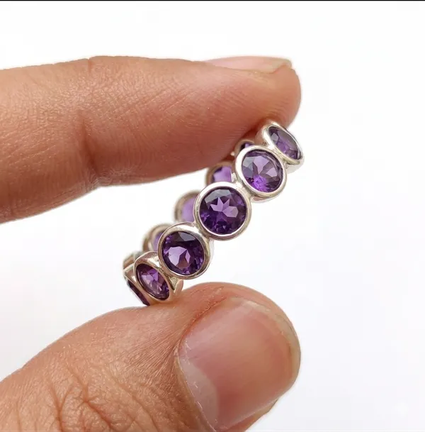 925_Sterling_Silver_Amethyst_Eternity_Ring_for_Women_–_Round_Bezel_Set_Purple_Gemstone_Band,_Stackable_Silver_Ring,_February_Birthstone_Eternity_Band