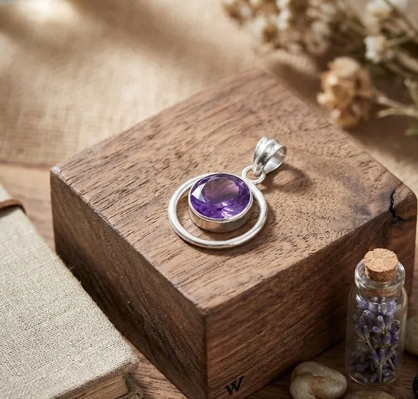 925_Sterling_Silver_Amethyst_Pendant_for_Women_–_Natural_Purple_Gemstone_Round_Cut_Necklace_Charm_–_February_Birthstone_Healing_Crystal_Jewelry