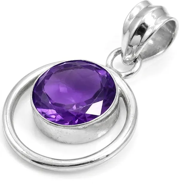 925_Sterling_Silver_Amethyst_Pendant_for_Women_–_Natural_Purple_Gemstone_Round_Cut_Necklace_Charm_–_February_Birthstone_Healing_Crystal_Jewelry