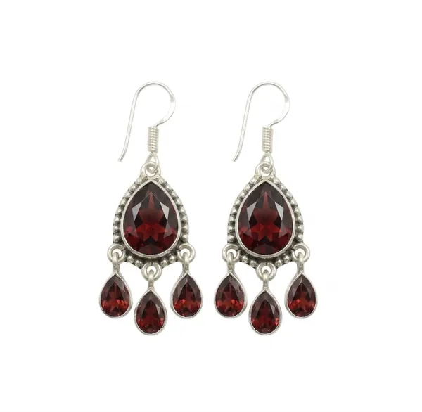 925_Sterling_Silver_Garnet_Chandelier_Dangle_Earrings_for_Women_–_Teardrop_Red_Gemstone_Drop_Earrings,_Vintage_Boho_Statement_Earrings,_Handmade_Elegant_Jewelry_Gift_for_Her