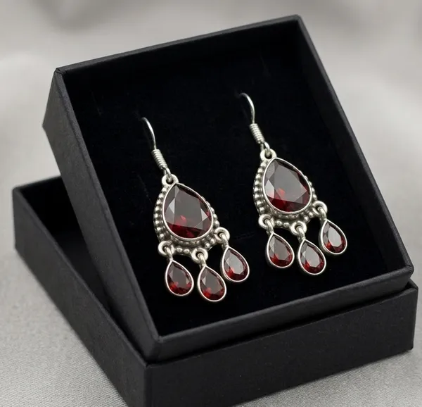 925_Sterling_Silver_Garnet_Chandelier_Dangle_Earrings_for_Women_–_Teardrop_Red_Gemstone_Drop_Earrings,_Vintage_Boho_Statement_Earrings,_Handmade_Elegant_Jewelry_Gift_for_Her