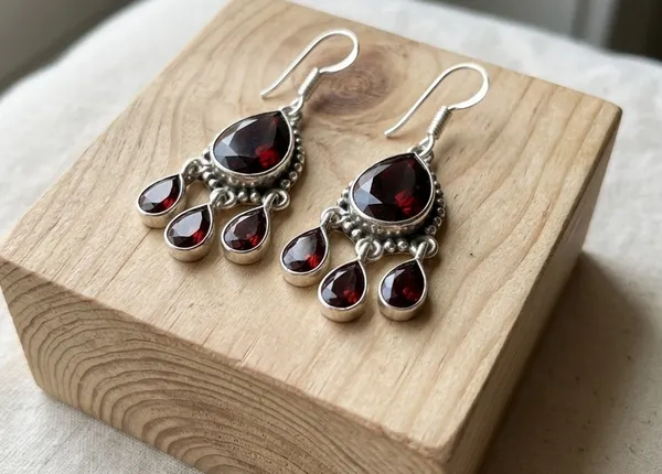 925_Sterling_Silver_Garnet_Chandelier_Dangle_Earrings_for_Women_–_Teardrop_Red_Gemstone_Drop_Earrings,_Vintage_Boho_Statement_Earrings,_Handmade_Elegant_Jewelry_Gift_for_Her