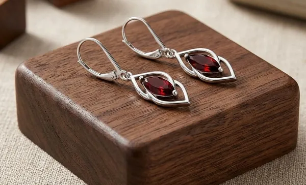 925_Sterling_Silver_Garnet_Red_Marquise_Cut_Dangle_Earrings_for_Women,_Elegant_Leaf_Swirl_Drop_Earrings,_Leverback_Gemstone_Earrings,_Vintage_Inspired_Jewelry