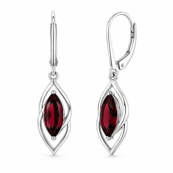 925_Sterling_Silver_Garnet_Red_Marquise_Cut_Dangle_Earrings_for_Women,_Elegant_Leaf_Swirl_Drop_Earrings,_Leverback_Gemstone_Earrings,_Vintage_Inspired_Jewelry