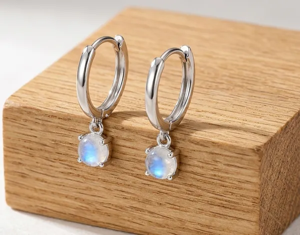 925_Sterling_Silver_Moonstone_Huggie_Hoop_Earrings_for_Women,_Dainty_Round_Rainbow_Moonstone_Drop_Earrings,_Small_Silver_Hoop_Earrings,_Minimalist_Jewelry_Gift_for_Her