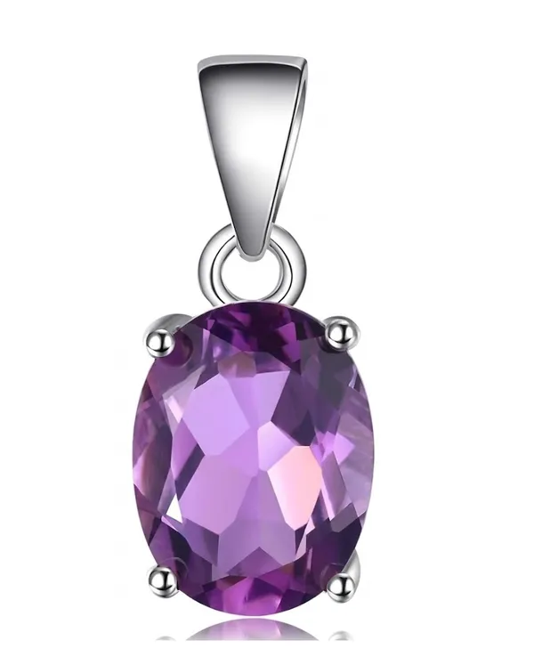 925_Sterling_Silver_Natural_Amethyst_Pendant_for_Women_–_Oval_Cut_Purple_Gemstone_Solitaire_Necklace_Pendant,_Handmade_Minimalist_February_Birthstone_Jewelry