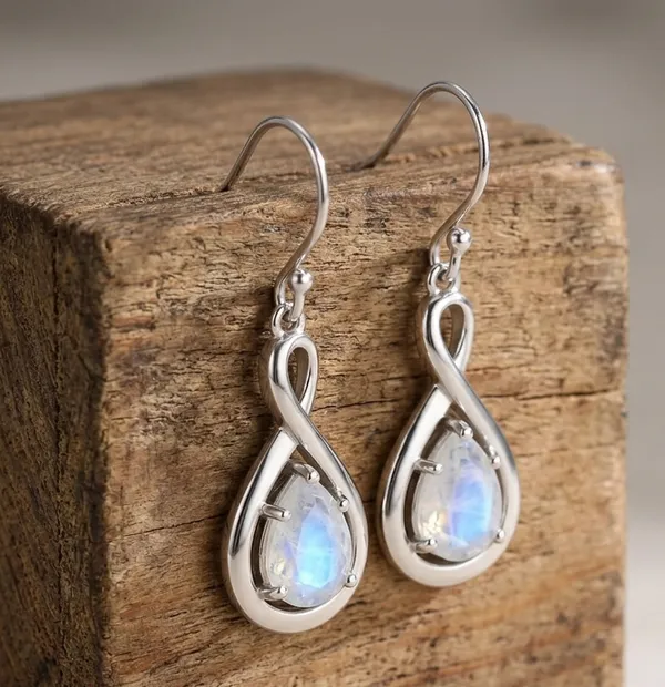 925_Sterling_Silver_Rainbow_Moonstone_Dangle_Earrings_for_Women_–_Pear_Cut_Gemstone_Drop_Earrings,_Minimalist_Infinity_Teardrop_Fish_Hook_Earrings,_Handmade_Boho_Jewelry