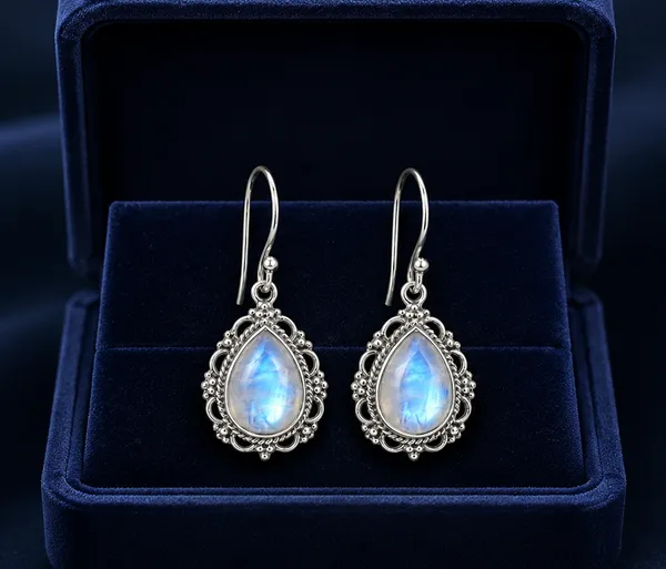 925_Sterling_Silver_Rainbow_Moonstone_Drop_Earrings_for_Women,_Pear_Shape_Gemstone_Dangle_Earrings,_Vintage_Boho_Filigree_Earrings,_Handmade_Statement_Jewelry