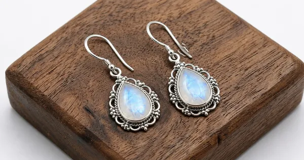 925_Sterling_Silver_Rainbow_Moonstone_Drop_Earrings_for_Women,_Pear_Shape_Gemstone_Dangle_Earrings,_Vintage_Boho_Filigree_Earrings,_Handmade_Statement_Jewelry