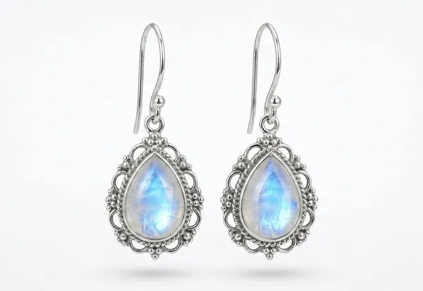 925_Sterling_Silver_Rainbow_Moonstone_Drop_Earrings_for_Women,_Pear_Shape_Gemstone_Dangle_Earrings,_Vintage_Boho_Filigree_Earrings,_Handmade_Statement_Jewelry