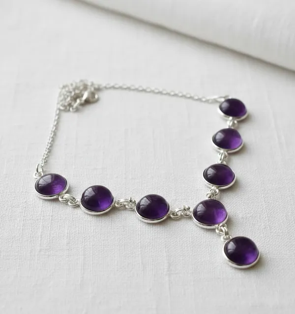 JEWEL_UP_BY_SARITA_925_Sterling_Silver_Round_Cabochon_Natural_Purple_Amethyst_Gemstone_Necklace_for_Women_Birthday,_Wedding,_Jewelry