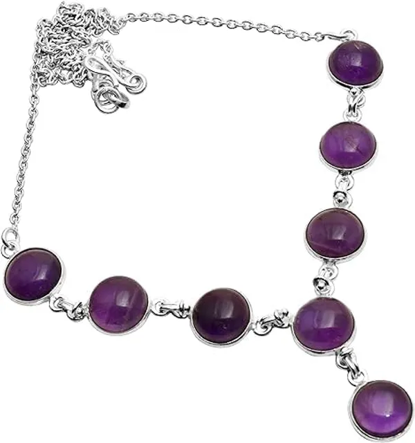 JEWEL_UP_BY_SARITA_925_Sterling_Silver_Round_Cabochon_Natural_Purple_Amethyst_Gemstone_Necklace_for_Women_Birthday,_Wedding,_Jewelry