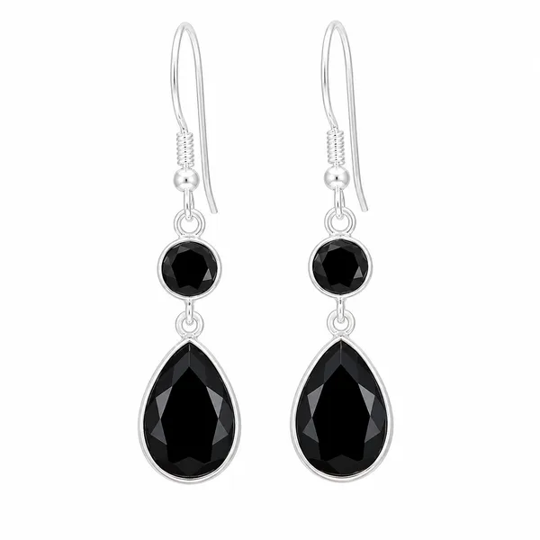 Black_Onyx_Dangle_Earrings_In_925_Sterling_Silver,_Pear_Teardrop_Faceted_Gemstone_Earrings,_Handmade_Minimalist_Drop_Earrings_For_Women