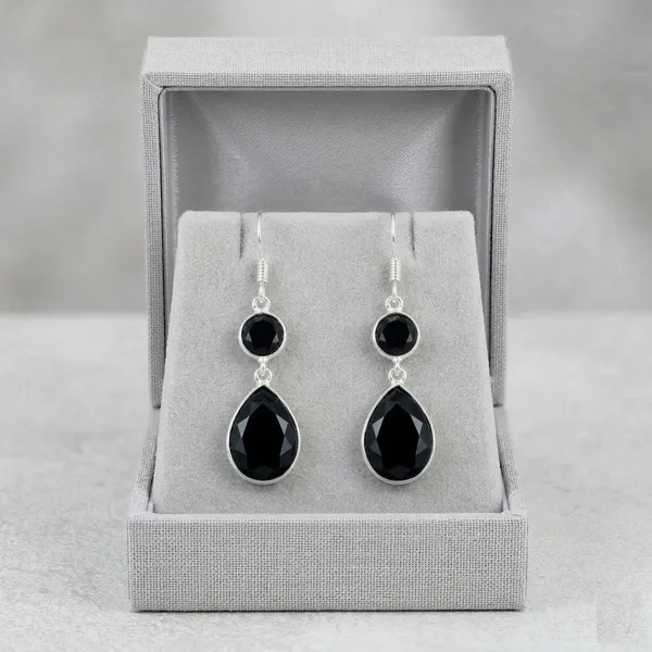 Black_Onyx_Dangle_Earrings_In_925_Sterling_Silver,_Pear_Teardrop_Faceted_Gemstone_Earrings,_Handmade_Minimalist_Drop_Earrings_For_Women