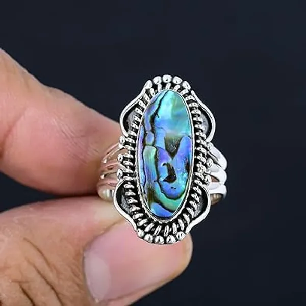JEWEL_UP_BY_SARITA_925_Sterling_Silver_Abalone_Shell_Ring_for_Women_Natural_Oval_9x18mm_Abalone_Gemstone_Handmade_Boho_Statement_Jewelry_for_Her