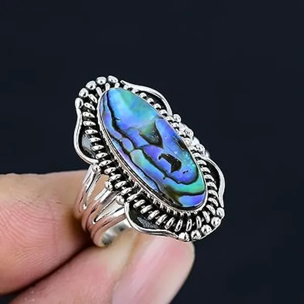 JEWEL_UP_BY_SARITA_925_Sterling_Silver_Abalone_Shell_Ring_for_Women_Natural_Oval_9x18mm_Abalone_Gemstone_Handmade_Boho_Statement_Jewelry_for_Her