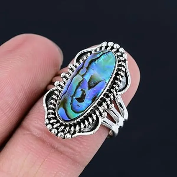 JEWEL_UP_BY_SARITA_925_Sterling_Silver_Abalone_Shell_Ring_for_Women_Natural_Oval_9x18mm_Abalone_Gemstone_Handmade_Boho_Statement_Jewelry_for_Her
