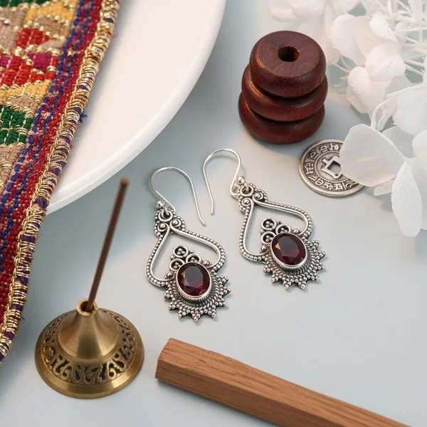 Garnet_Drop_Earrings_for_Women_Handmade_Oval_Natural_Red_Gemstone_Vintage_Ethnic_Dangle_Earrings_for_Her_Jewelry