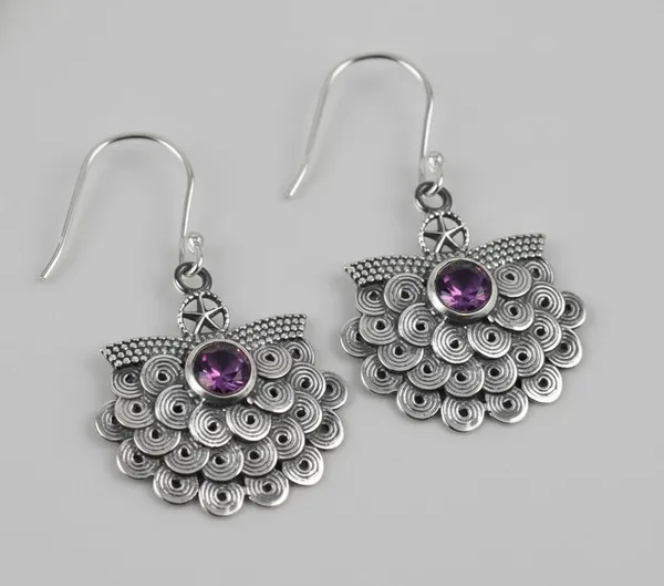 925_Sterling_Silver_Filigree_Dangle_Earrings_with_Natural_Gemstone_Handmade_Boho_Oxidized_Silver_French_Wire_Earrings_for_Women