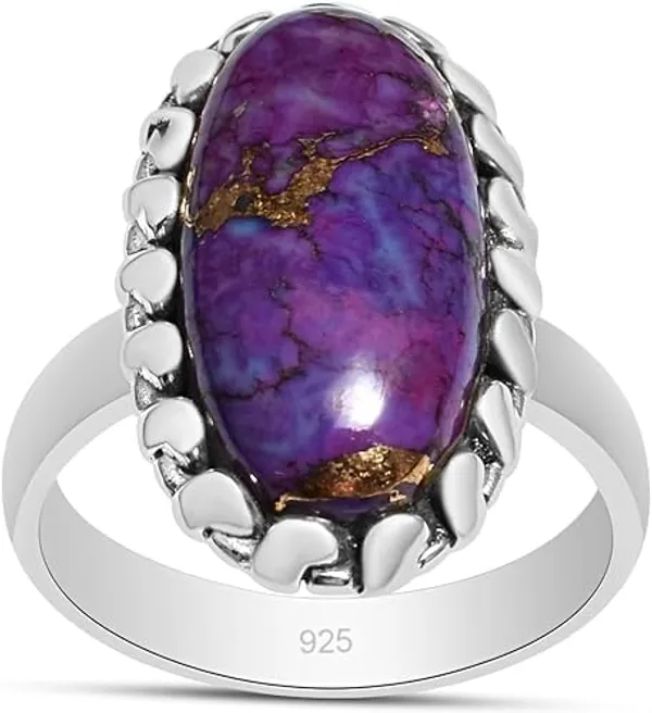 JEWEL_UP_BY_SARITA_925_Sterling_Silver_Purple_Turquoise_Ring_with_Gold_Inlay_Adjustable_Oval_Design_Handmade_Jewelry_for_Women